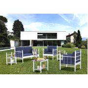 Unimet Lalas Dk Metal Bahçe Mobilyası 2+1+1 Beyaz (Sehpalar Hariç) Lacivert