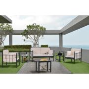 Unimet Lalas Dk Metal Bahçe Mobilyası 2+1+1 Siyah (Sehpalar Hariç) Bej