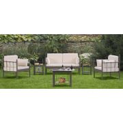 Unimet Lalas Dk Metal Bahçe Mobilyası 2+1+1 Kahverengi (Sehpalar Hariç) Bej