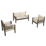 Unimet Kappis Dk Metal Bahçe Mobilyası 2+1+1 Kahverengi (Sehpalar Hariç) Bej
