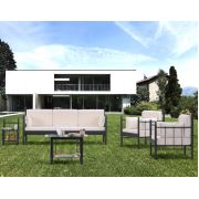 Unimet Lalas Dk Metal Bahçe Mobilyası 3+1+1 Siyah (Sehpalar Hariç) Bej