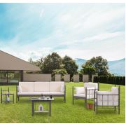 Unimet Lalas Dk Metal Bahçe Mobilyası 3+1+1 Kahverengi (Sehpalar Hariç) Bej