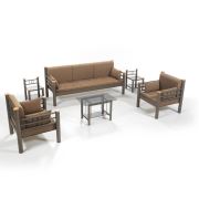 Unimet Kappis Dk Metal Bahçe Mobilyası 3+1+1 Kahverengi (Sehpalar Hariç) Kahverengi