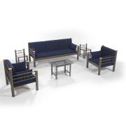 Unimet Kappis Dk Metal Bahçe Mobilyası 3+1+1 Kahverengi (Sehpalar Hariç) Lacivert