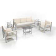 Unimet Kappis Dk Metal Bahçe Mobilyası 3+1+1 Gri (Sehpalar Hariç) Bej