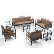Unimet Hatkus Dk Metal Bahçe Mobilyası 3+2+1+1 Siyah (Sehpalar Hariç) Kahverengi