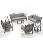 Unimet Hatkus Dk Metal Bahçe Mobilyası 3+2+1+1 Kahverengi (Sehpalar Hariç) Füme