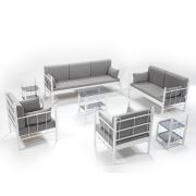 Unimet Lalas Dk Metal Bahçe Mobilyası 3+2+1+1 Beyaz (Sehpalar Hariç) Füme