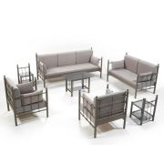 Unimet Lalas Dk Metal Bahçe Mobilyası 3+2+1+1 Kahverengi (Sehpalar Hariç) Füme