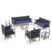 Unimet Lalas Dk Metal Bahçe Mobilyası 3+2+1+1 Kahverengi (Sehpalar Hariç) Lacivert