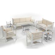 Unimet Kappis Dk Metal Bahçe Mobilyası 3+2+1+1 Beyaz (Sehpalar Hariç) Bej