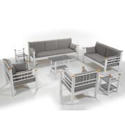 Unimet Kappis Dk Metal Bahçe Mobilyası 3+2+1+1 Beyaz (Sehpalar Hariç) Füme