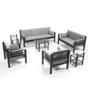 Unimet Kappis Dk Metal Bahçe Mobilyası 3+2+1+1 Siyah (Sehpalar Hariç) Füme