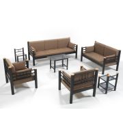 Unimet Kappis Dk Metal Bahçe Mobilyası 3+2+1+1 Siyah (Sehpalar Hariç) Kahverengi
