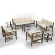 Unimet Kappis Dk Metal Bahçe Mobilyası 3+2+1+1 Kahverengi (Sehpalar Hariç) Bej
