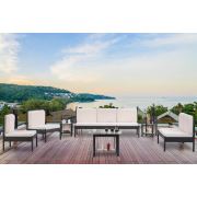 Unimet Mitas Metal Bahçe Mobilyası 3+2+1+1 Siyah (Sehpalar Hariç) Bej