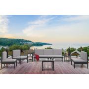 Unimet Mitas Metal Bahçe Mobilyası 3+2+1+1 Siyah (Sehpalar Hariç) Füme