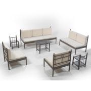 Unimet Mitas Metal Bahçe Mobilyası 3+2+1+1 Kahverengi (Sehpalar Hariç) Bej