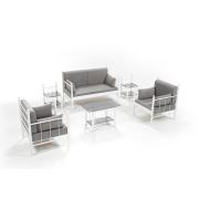 Unimet Lalas Dk Metal Bahçe Mobilyası 2+1+1 Beyaz (Sehpalar Dahil) Füme