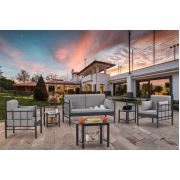 Unimet Lalas Dk Metal Bahçe Mobilyası 2+1+1 Siyah (Sehpalar Dahil) Füme