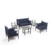 Unimet Lalas Dk Metal Bahçe Mobilyası 2+1+1 Siyah (Sehpalar Dahil) Lacivert