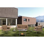 Unimet Lalas Dk Metal Bahçe Mobilyası 2+1+1 Kahverengi (Sehpalar Dahil) Kahverengi