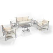 Unimet Kappis Dk Metal Bahçe Mobilyası 2+1+1 Gri (Sehpalar Dahil) Bej
