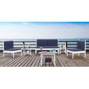 Unimet Mitas Metal Bahçe Mobilyası 2+1+1 Beyaz (Sehpalar Dahil) Lacivert