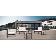 Unimet Mitas Metal Bahçe Mobilyası 2+1+1 Siyah (Sehpalar Dahil) Bej