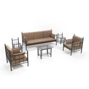 Unimet Lalas Dk Metal Bahçe Mobilyası 3+1+1 Siyah (Sehpalar Dahil) Kahverengi