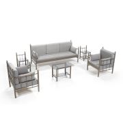 Unimet Lalas Dk Metal Bahçe Mobilyası 3+1+1 Kahverengi (Sehpalar Dahil) Füme