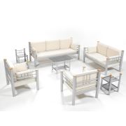 Unimet Kappis Dk Metal Bahçe Mobilyası 3+2+1+1 Gri (Sehpalar Dahil) Bej