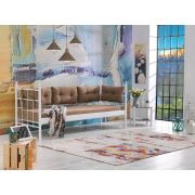 Unimet Lalas Metal Sofa Sedir 90x200 Beyaz-Kahverengi (Minderli)