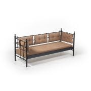 Unimet Lalas Metal Sofa Sedir 70x200 Siyah-Kahverengi (Minderli)