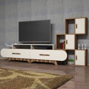 Variant Flora Duvar Raflı Tv Ünitesi Ceviz - Krem