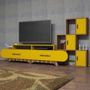 Variant Flora Duvar Raflı Tv Ünitesi Ceviz - Sarı