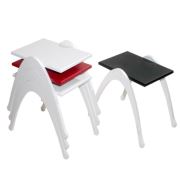 Veys 4 Lü Coffe Table Zigon Sehpa Beyaz - Kırmızı - Siyah