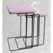 Veys 3'lü Mil Zigon Sehpa - Pembe-Krem