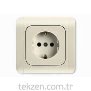 Viko Kardelen Kordonlu Krem Topraklı Priz - 90513708