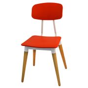 Vitale Modern Kırmızı Ahşap Ayaklı Sandalye