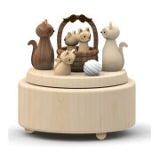 Woodeful Life Kedicikler Ahşap Müzik Kutusu - 1033705