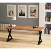 Woodesk Rıhtım Masif Tik Renk Yemek Masası 180x80 cm
