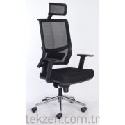 Zen Home MRS 111 Siyah Fileli Müdür Koltuğu Plastik Kol Sabit Krom Ayak Mekanizmalı