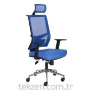 Zen Home MRS 111 Mavi File Modelli Müdür Koltuğu Plastik Sabit Kol Ayak Krom Ayak Mekanizmalı