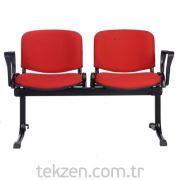 Zen Home V 1201 Bekleme Koltuğu Kırmızı Kumaş 2BA Platik Kol Siyah Boyalı Ayak