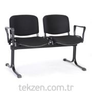 Zen Home V 1201 Siyah İkili Bekleme Koltuğu 2BA Plastik Kol Siyah Boyalı Ayak