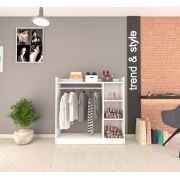 Zen Home Gülse Askılı & 3 Raflı Elbise Dolabı - Beyaz