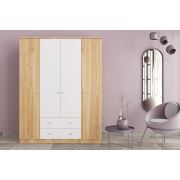 Zenio Rose Safir Meşe 4 Kapak 2 Çekmeceli Gardırop - Zn-2