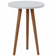 Zigzag Yuvarlak Yan Sehpa 34 cm - Beyaz