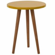 Zigzag Yuvarlak Yan Sehpa 34 cm - Hardal Sarı